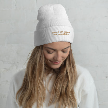 Strength Can Coexist With Vulnerability Stitched Cuffed Beanie