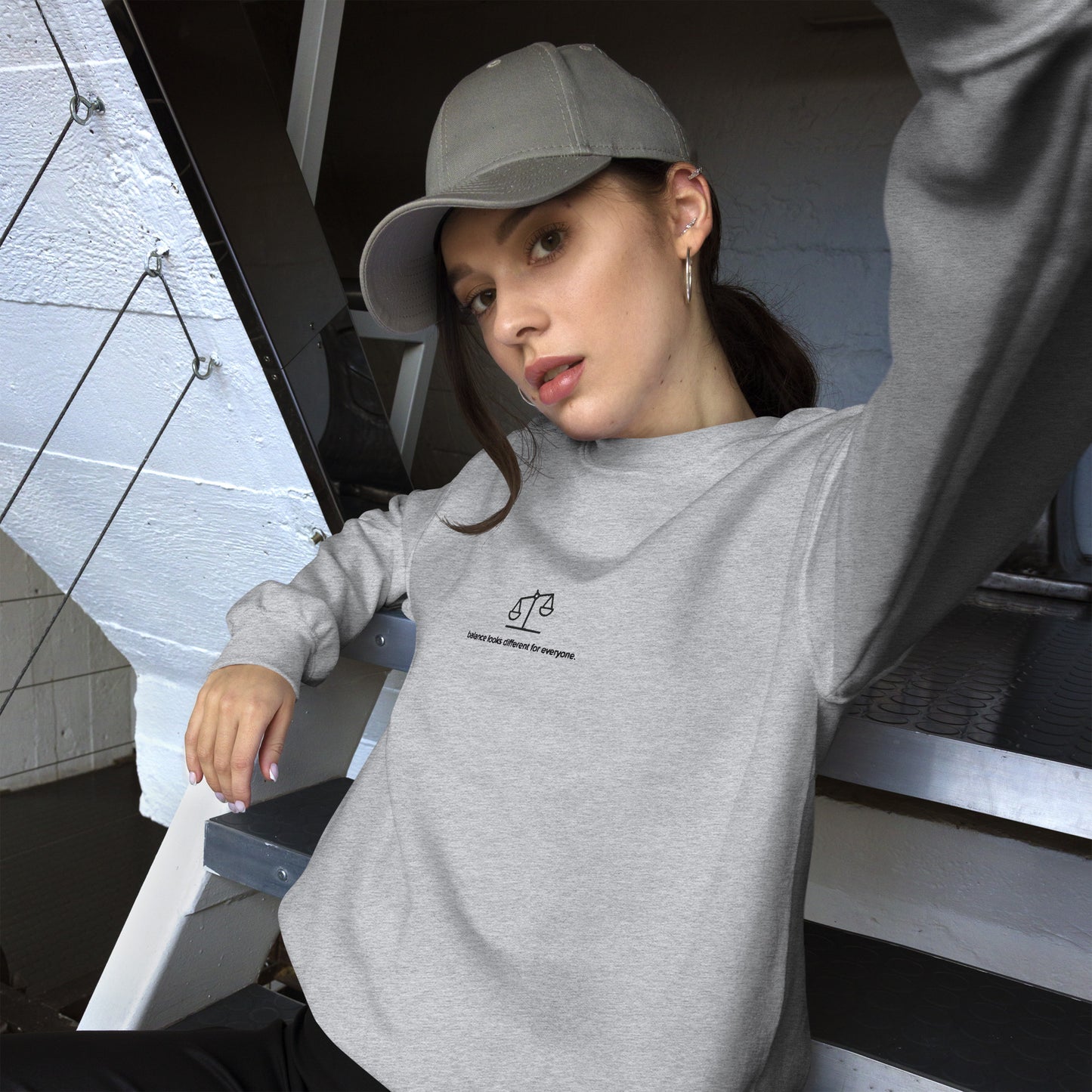 Balance Looks Different For Everyone Stitched Sweatshirt